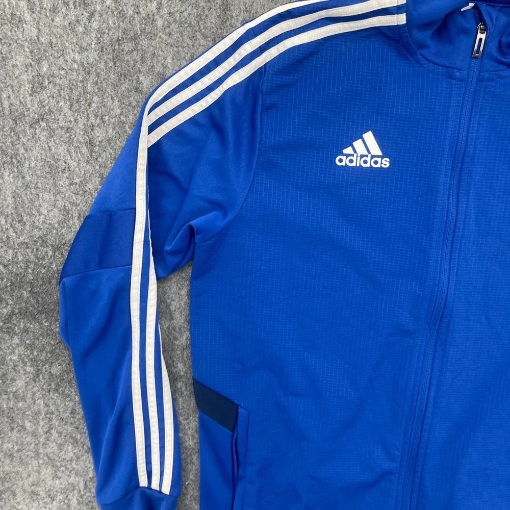 Adidas Track Jacket Mens Medium Climalite Blue Soccer Full Zip Stripe